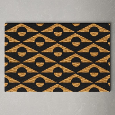 Doormat Bold Geometric Pattern Black And Tan Contrast