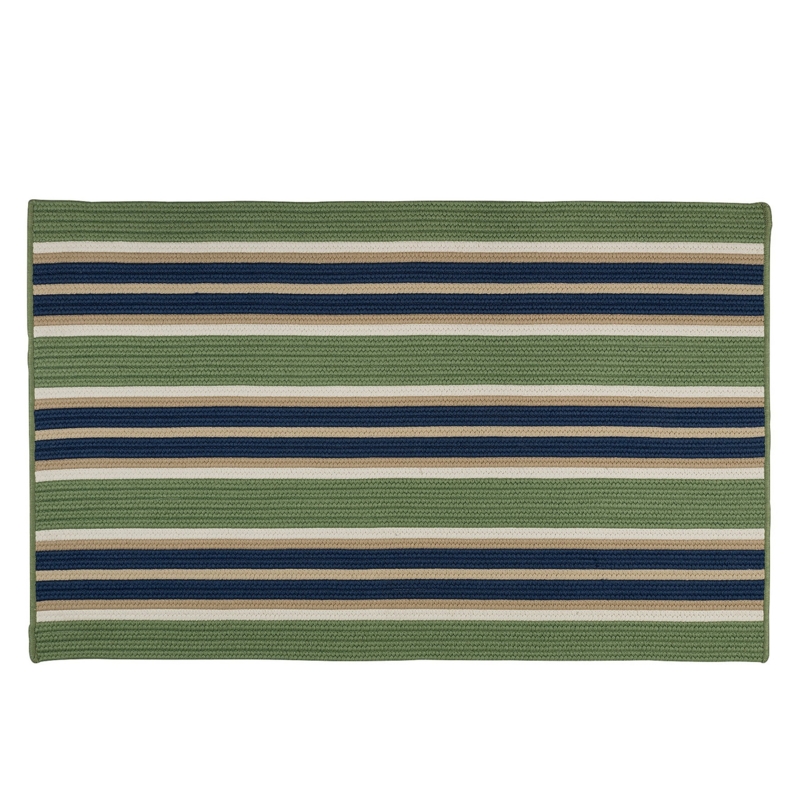 Doormat, Braided Texture Nautical Stripes, Coastal Striped Entry Mat