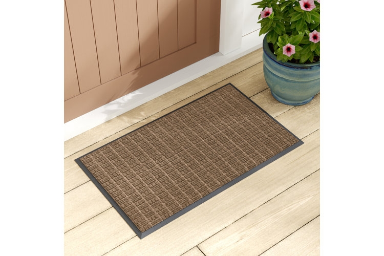 Doormat Brown Grid Pattern Embossed Texture Beveled Edge
