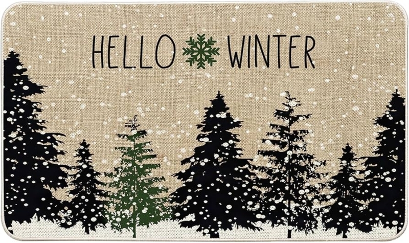 Doormat Burlap Texture Silhouette Pattern Rustic Typographic Print