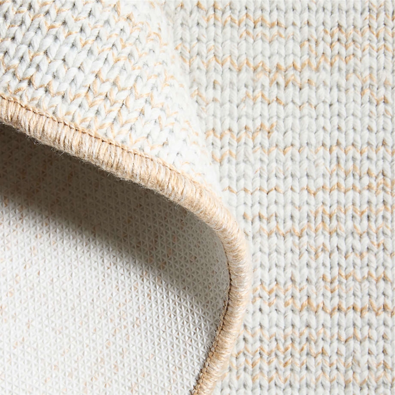 Doormat, Chunky Knit, Cream and Beige, Non Slip Backing, Cozy Entry
