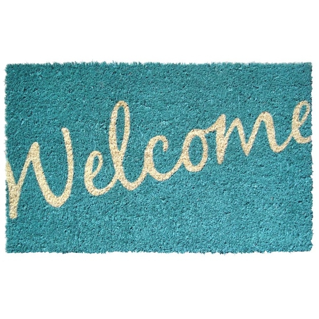 Doormat Coir Fiber Cursive Script Welcome Message Natural Mat