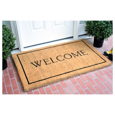 Doormat Coir Welcome Text Black Border Traditional Porch Entry