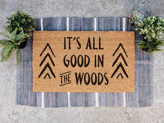 Doormat Coir Woodland Quote "It's All Good" Layered Styling Tree Icons