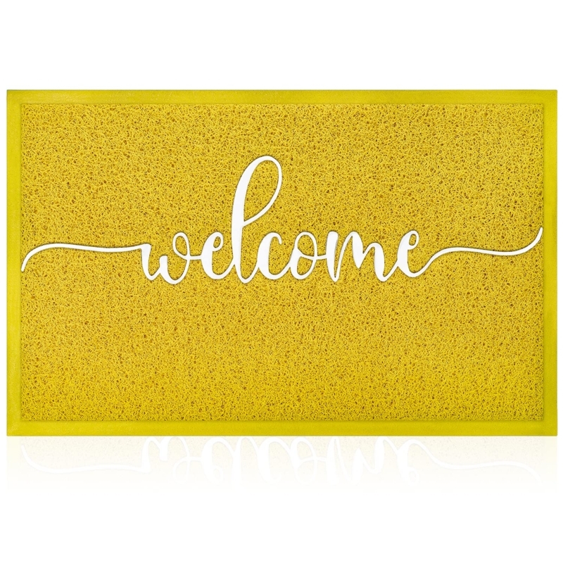 Doormat Cursive Welcome Text Looped Coil Texture Modern Front Door