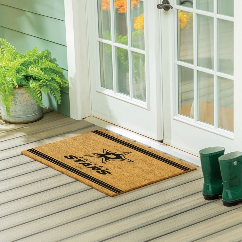 Doormat Dallas Stars Team Logo Monochrome Sporty Fan Decor Outdoor