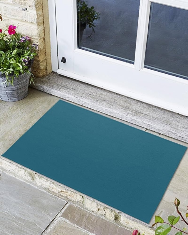 Doormat Dark Teal Solid Jewel Tone Welcome Mat Entryway Decor