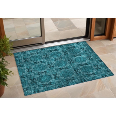 Doormat Distressed Medallion Pattern Bohemian Patio Entryway Rug