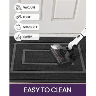 Doormat Dual Bordered Pattern Charcoal Gray Low Profile Heavy Duty