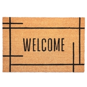 Doormat Geometric Line Border Minimalist Typography Coir
