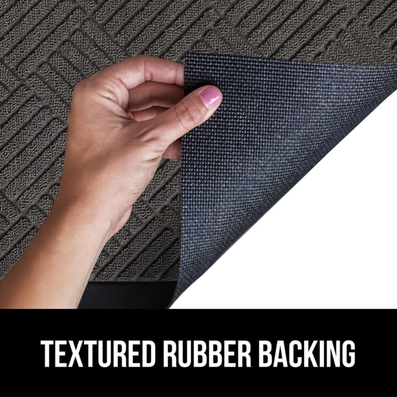 Doormat Gray Textured Rubber Backing Diamond Pattern Low Profile