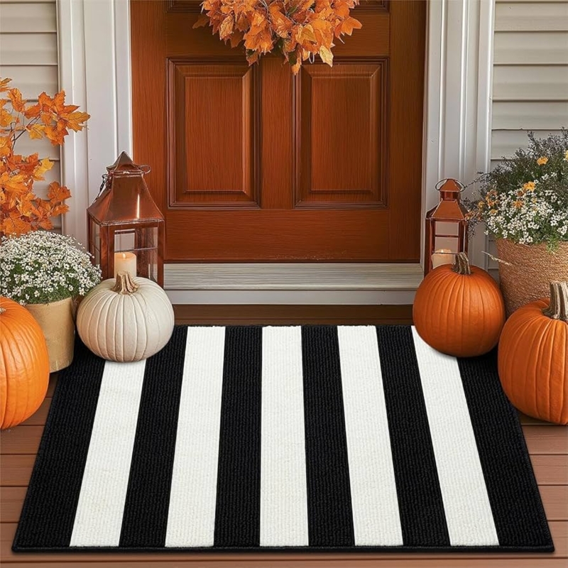 Doormat, High Contrast Bold Stripes, Modern Farmhouse Porch Decor