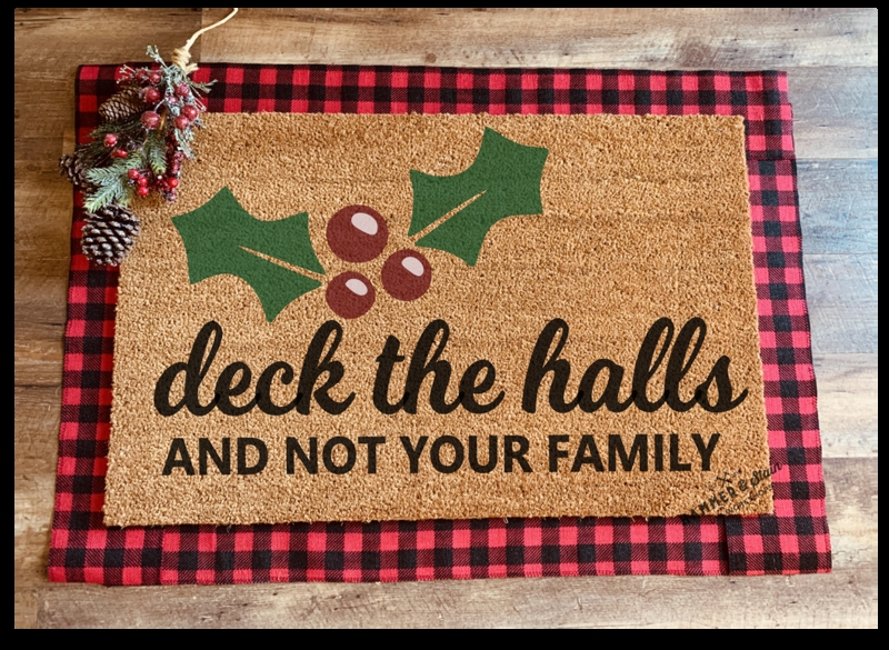 Doormat Humorous Holiday Text Holly Graphics Layered (55)