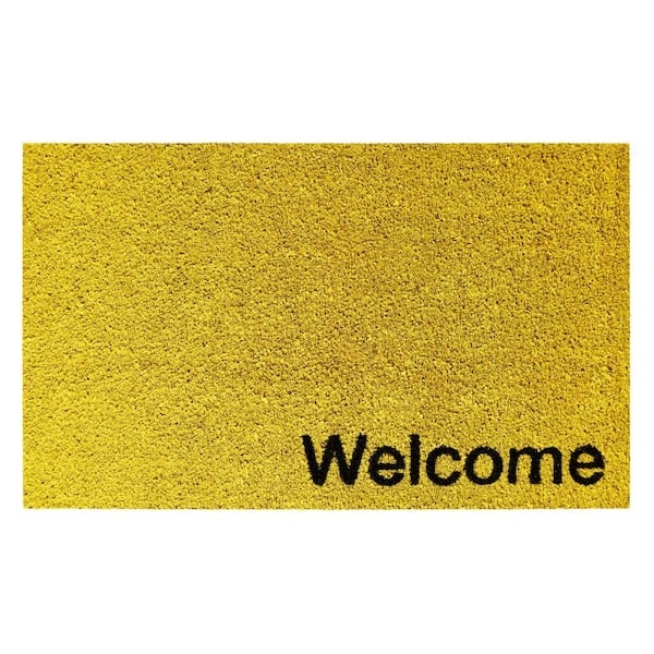 Doormat in Pastel Yellow with Modern Minimalist "Welcome" Greeting