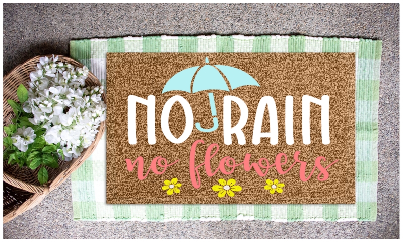 Doormat Inspirational Quote Design, Layered Rug Styling, Spring Graphics
