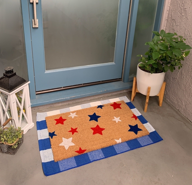 Doormat Layered Look Buffalo Check Patriotic Star Coir Style