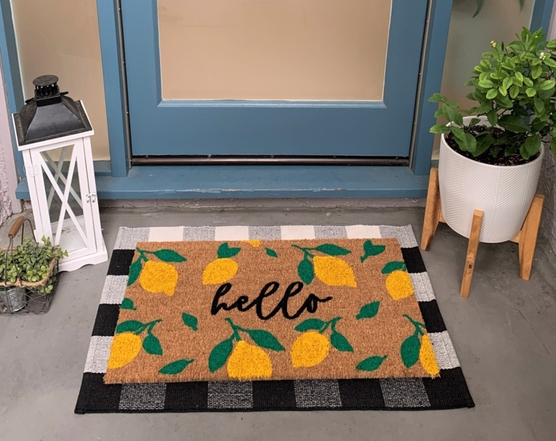 Doormat Lemon Pattern Layered Styling with Coir Texture