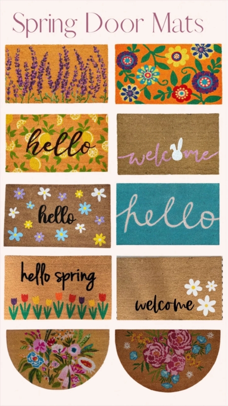 Doormat Lemon Pattern With Floral Motifs And Greeting Scripts For Spring