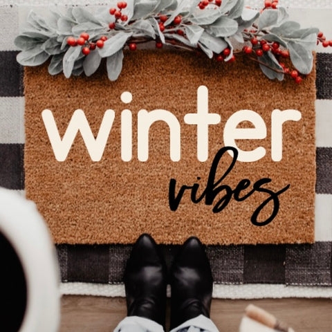 Doormat Mixed Typography Coir Buffalo Plaid Winter Vibes