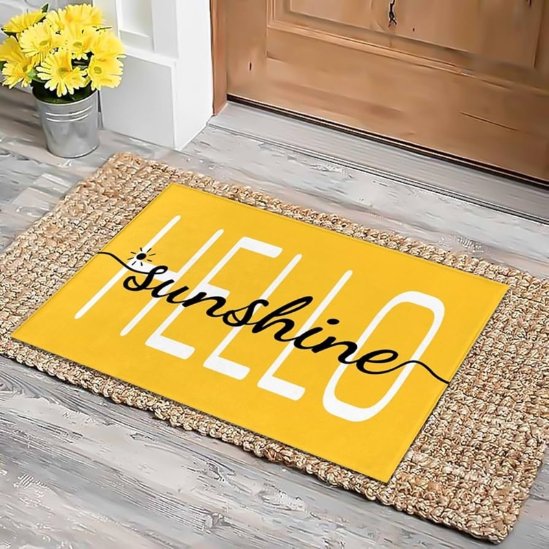 Doormat Mixed Typography with Layered Look, Woven Texture