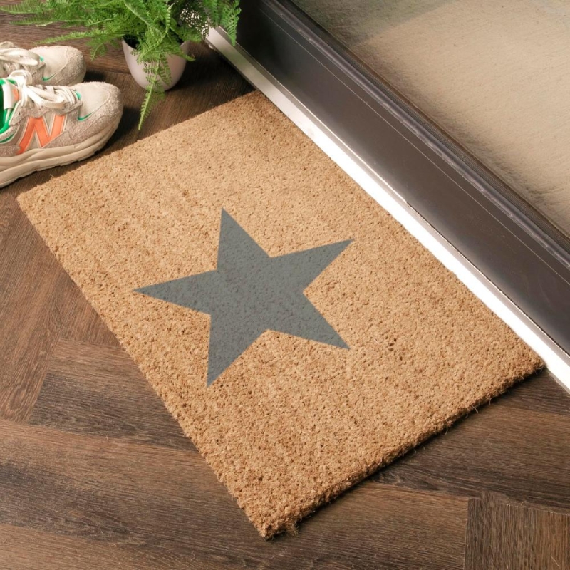 Doormat Modern Farmhouse Oversized Slate Grey Star Entryway Mat