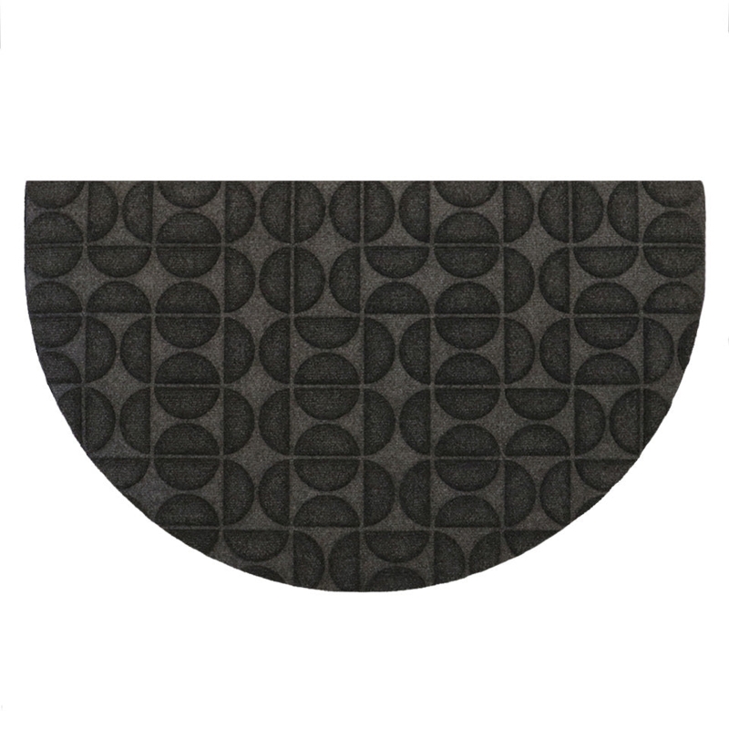 Doormat Modern Graphite Half-Round Geometric Hourglass Embossed
