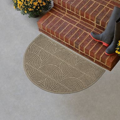 Doormat Modern Semi Circle Concentric Arcs Ribbed Tan Geometric