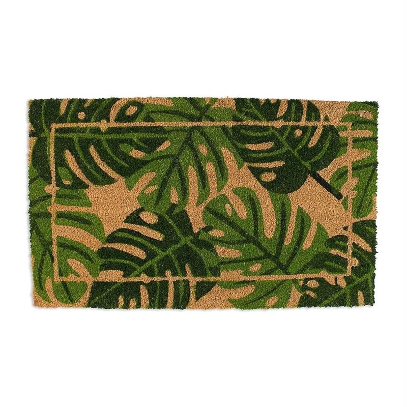 Doormat Monstera Leaf Pattern Coir Material Tropical Monstera Leaf Doormat