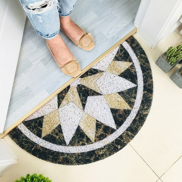 Doormat Mosaic Pattern Stone Look Rustic Radial Earthy Rubber