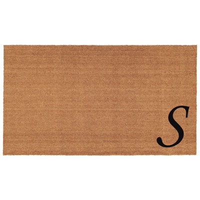 Doormat Natural Coir Like Serif Font Initial S Monogram