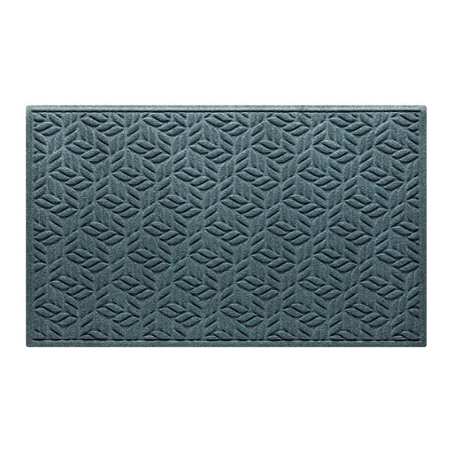 Doormat, Navy Blue Canopy Leaf Pattern, Raised Texture, Geometric Foliage