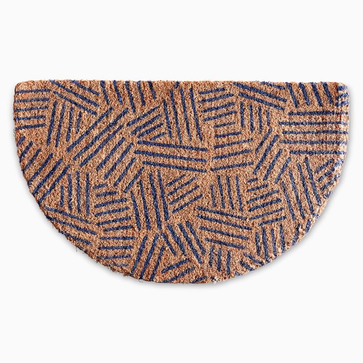 Doormat Navy Blue Coir Tossed Dash Pattern Graphic Modern