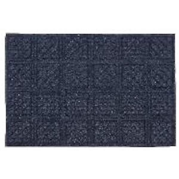 Doormat Navy Blue Raised Lattice Pattern Border Edge