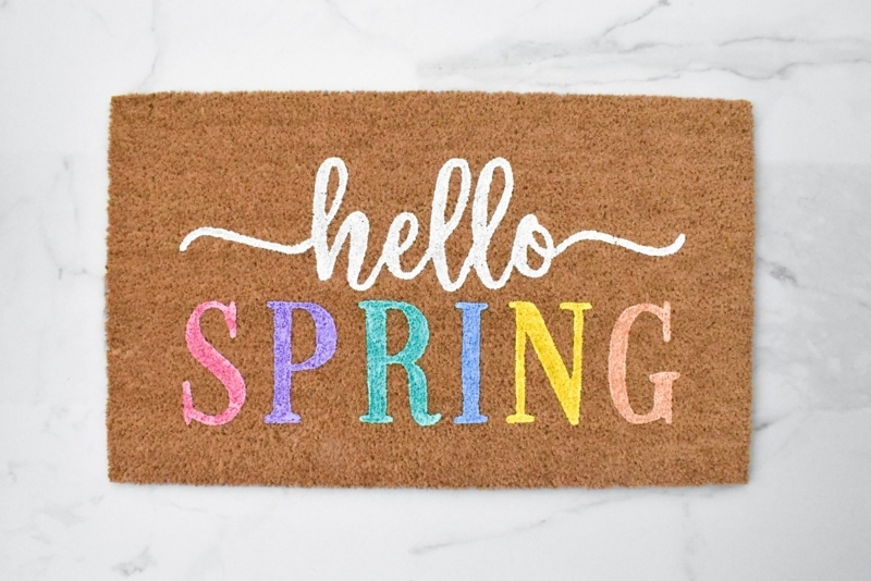 Doormat Pastel Lettering With Mixed Typography Design For Spring Porch
