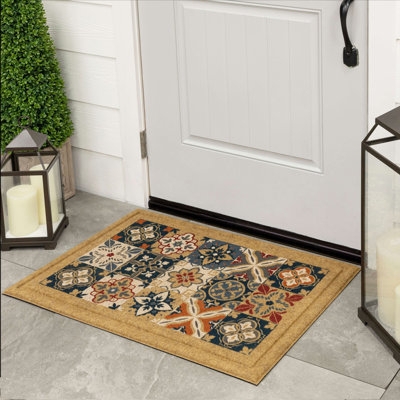 Doormat Patchwork Tile Pattern Multicolor Ornamental Boho
