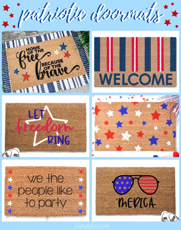 Doormat Patriotic Graphics with Themed Typography, Coir Material