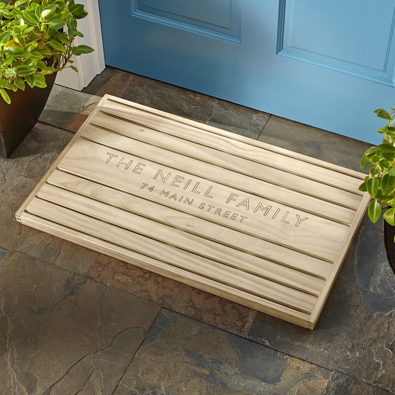 Doormat Personalized Wood Slatted Mat, Custom Engraving, Modern Farmhouse