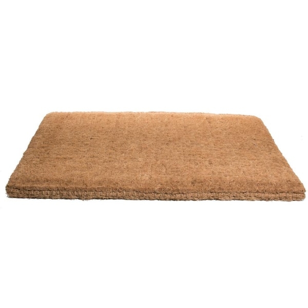 Doormat Plain Brown Coir Mat, Thick Pile, Bristly Texture, Woven Border