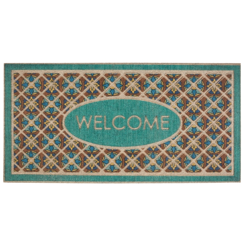 Doormat Retro Tile Lattice Pattern Fibrous Textile Entry Mat