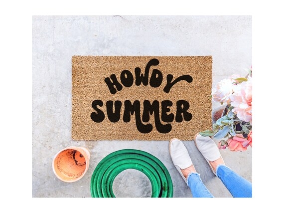 Doormat, Retro Typography Coir Fiber, Boho Chic Porch Decor Ideas