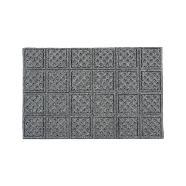 Doormat Slate Grey Raised Geometric Motifs Lattice
