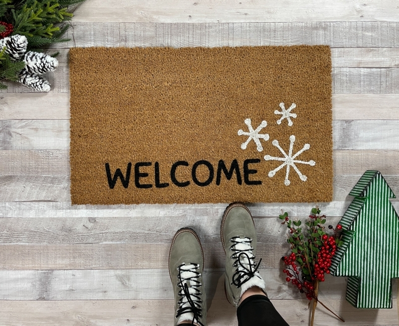 Doormat Snowflake Graphics Coir Modern Farmhouse Welcome