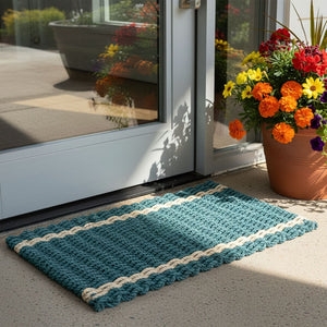 Doormat Spruce Colorway Tailored Stripes Coastal Rope