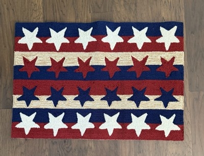 Doormat Stars and Stripes Hooked Texture Navy Dark Red Patriotic