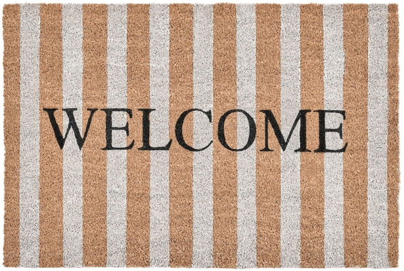 Doormat Striped Welcome Text Vertical Stripes Farmhouse Coastal