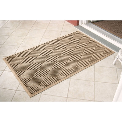 Doormat Tan Diamond Pattern Ribbed Texture Low Profile