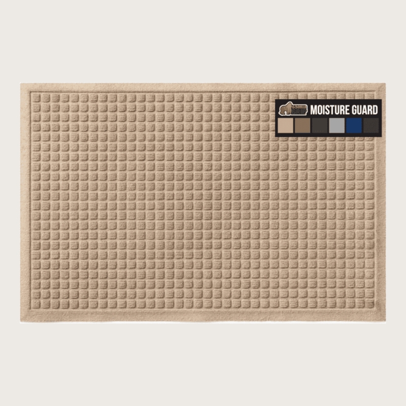 Doormat Tan Moisture Guard Waffle Grid Texture Minimalist Style