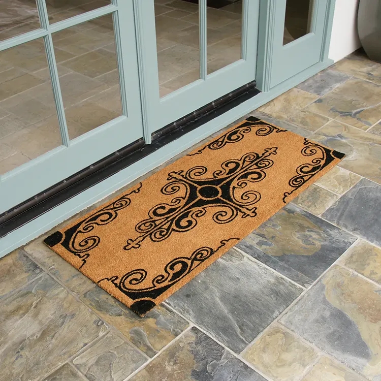 Doormat Traditional Scrollwork Mat, Estate Size, Natural Fiber Look