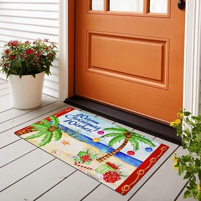 Doormat Tropical Christmas Theme Illustrated Graphic Beach Themed Doormat