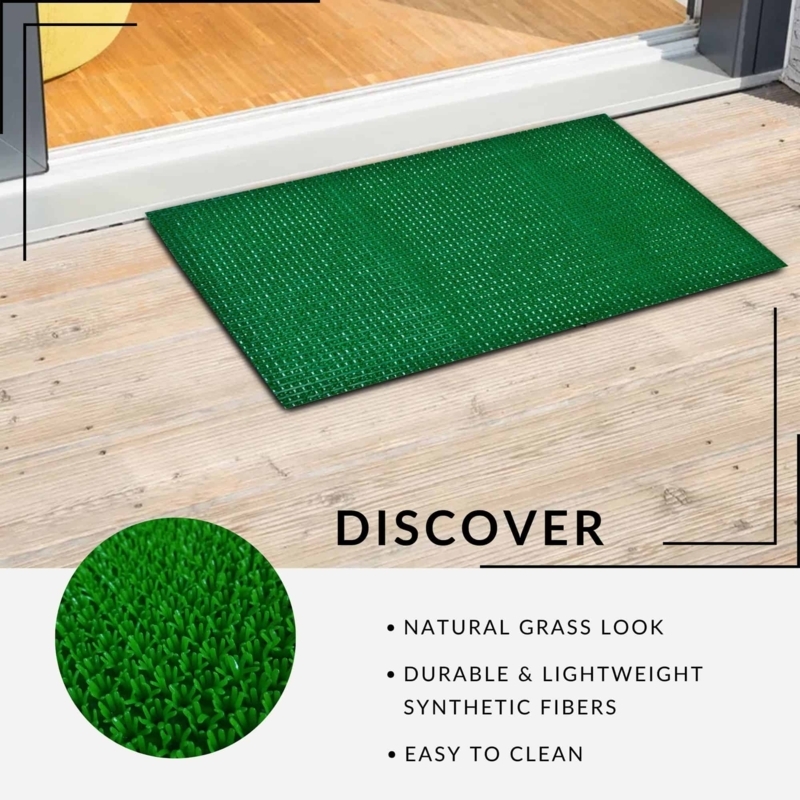 Doormat Vibrant Green Artificial Grass Texture Synthetic